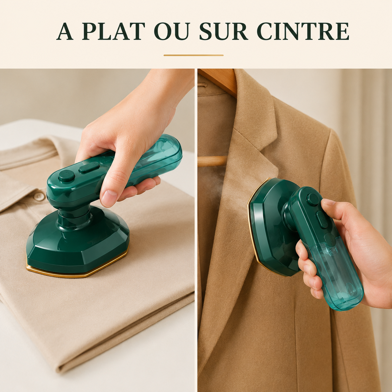 À plat ou sur cintre, il vient à bout des plis