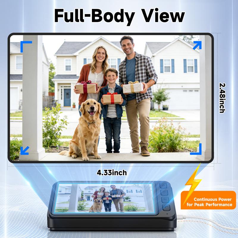 The monitor shows the whole doorstep, not just a face
