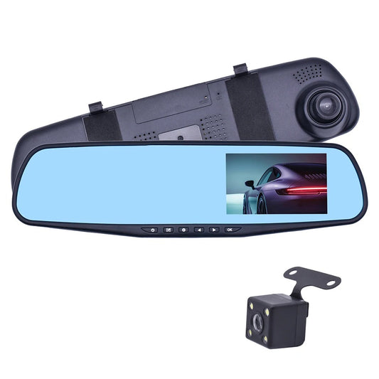 RoadEye mirror dash cam with its backup camera