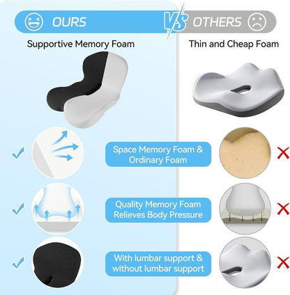 CoreSit supportive memory foam compared with thin foam