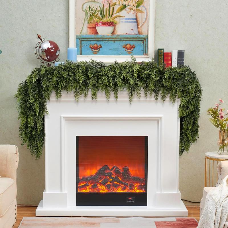Everpine garland on a living room mantel