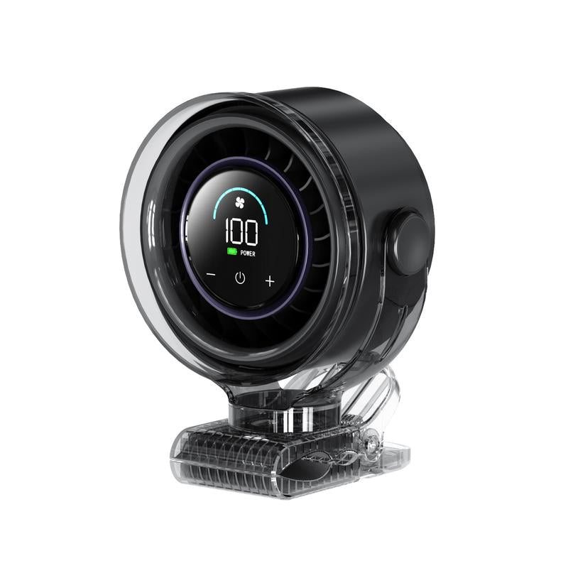 AeroClip clip fan with its digital speed display
